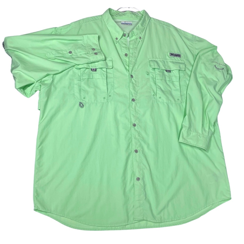 Columbia PFG Bahama II LS Fishing Shirt XXL Mint Green Nylon Vented Gorpcore